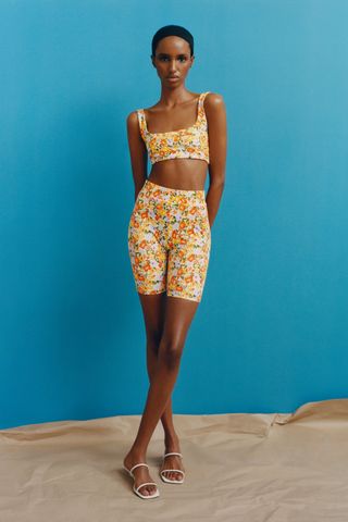 Zara + Floral Print Bike Shorts