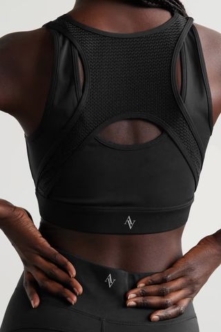 All Access + Front Row Cutout Mesh-Trimmed Stretch Sports Bra