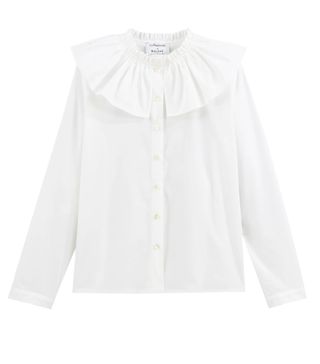 Balzac Paris x La Redoute Collections + Cotton Long-Sleeved Shirt with Oversize Ruffled Peter Pan Collar