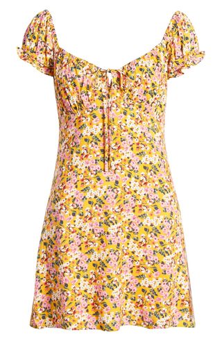 All in Favor + Floral Print Puff Sleeve Minidress