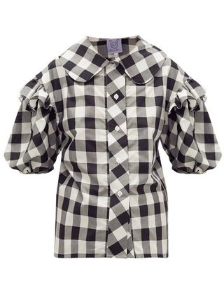Thierry Colson + Vanina Ruffled Checked Cotton-Blend Poplin Shirt