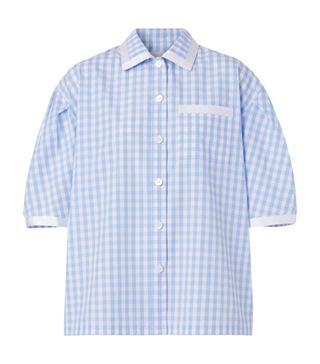 Burberry + Blue Oversized Gingham Check Shirt