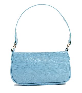 Asos Design + 90s Shoulder Bag in Powder Blue Croc