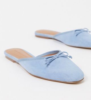 Who What Wear x Target + Cara Mule Ballet Flat Shoes in Blue Leather