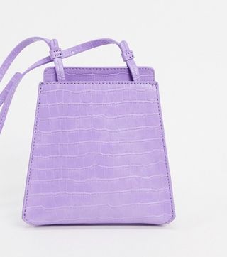 Who What Wear x Target + Peyton Structured Cross Body Bag in Purple Croc