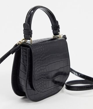 Who What Wear x Target + Aura Mini Cross Body Bag in Black Croc