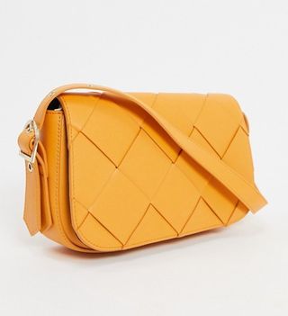 Who What Wear x Target + Harper Weave Detail Shoulder Bag in Yellow