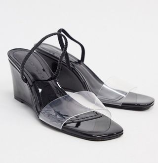 Who What Wear x Target + Thalia Perspex Mix Wedges in Black Patent