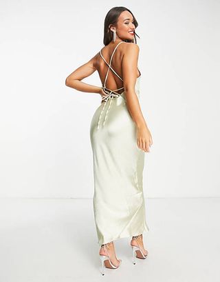 ASOS Design + Cami Maxi Slip Dress in High Shine Satin