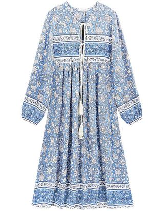 R.Vivimos + Long Sleeve Floral Print Bohemian Midi Dress