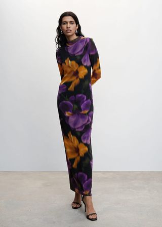 Mango + Floral Print Tulle Dress