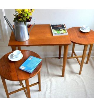 Vintage + Midcentury Nest of Coffee Table and Folding Tables in Teak