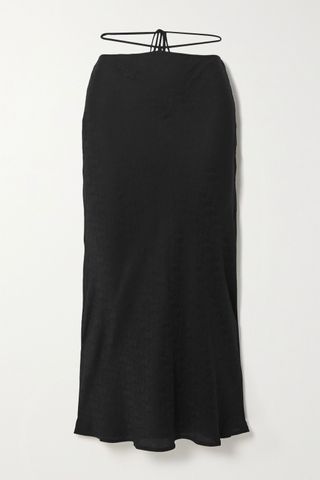 Reformation + Eden Tie-Detailed Silk-Jacquard Midi Skirt