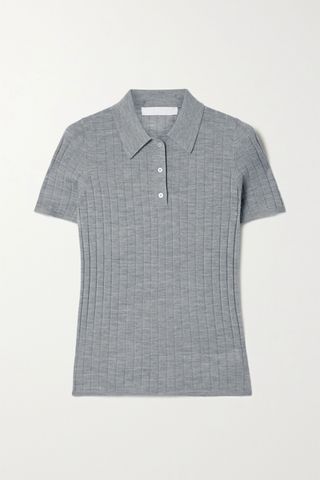 Dion Lee + Ribbed Merino Wool Polo Shirt