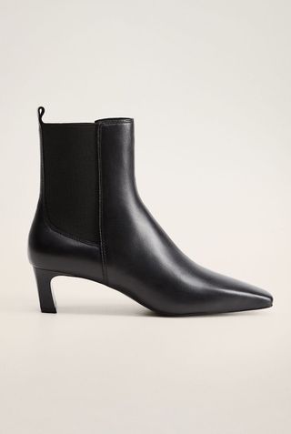 Mango + Heel Leather Ankle Boot