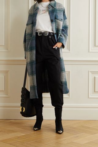 Isabel Marant Étoile + Gabrion Oversized Checked Brushed Wool-Blend Felt Coat