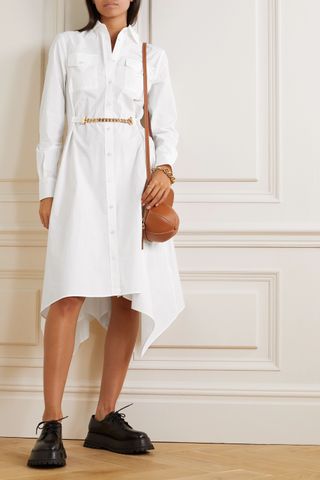 JW Anderson + Asymmetric Chain-Embellished Cotton-Poplin Shirt Dress