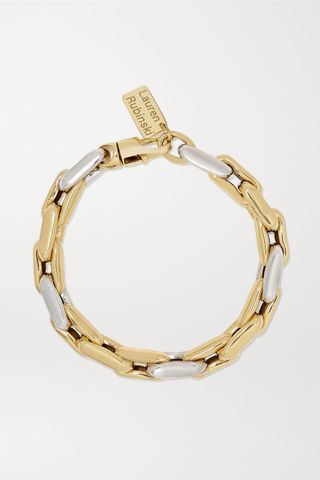 Lauren Rubinski + Small 14-Karat White and Yellow Gold Bracelet