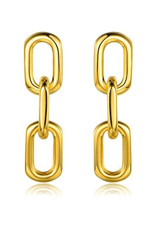 Barzel + 18K Gold Plated Symmetrical Chain Link Dangling Earrings