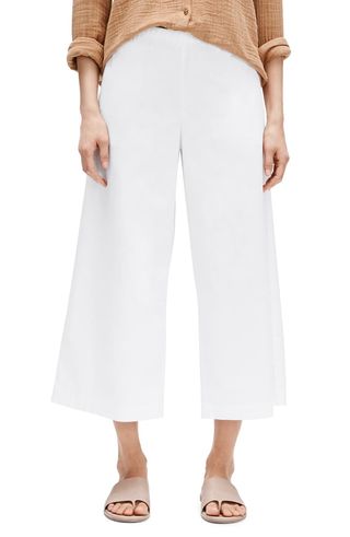 Eileen Fisher + Wide Leg Organic Cotton Crop Pants