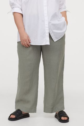 H&M + H&M+ Wide-Cut Linen Pants