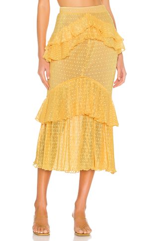 Song of Style + Song of Style Ada Midi Skirt in Baby Yellow