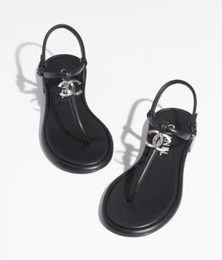 Chanel + Lambskin & Diamanté Sandals