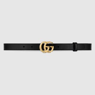 Gucci + GG Marmont Leather Belt With Shiny Buckle