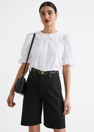 & Other Stories + Ruffle Collar Puff Sleeve Blouse