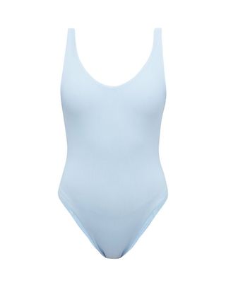 Jade Swim + Contour Scoop-Back Ribbed Swimsuit