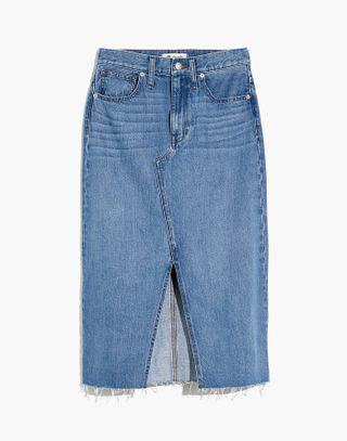 Madewell + Rigid Denim A-Line Midi Skirt in Carrick Wash