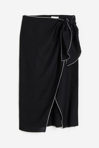 H&M + Linen-Blend Wrap-Front Skirt