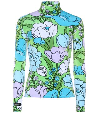 Richard Quinn + Floral Velvet Turtleneck Top