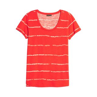 Vince Camuto + Linear Whispers Cotton Blend T-Shirt