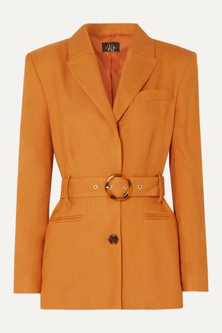 De La Vali + Hawkins Belted Woven Blazer