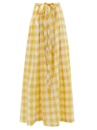 Thierry Colson + Java Pleated Gingham Cotton-Blend Skirt