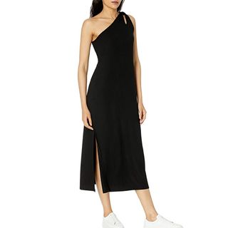 The Drop + Mickey Loose-fit One-Shoulder Cutout Rib Knit Maxi Dress