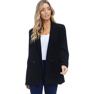 Alexander + David + Loose Blazer Jacket Suit, Oversized and Loose Fit Work Blazer with Double Buttons