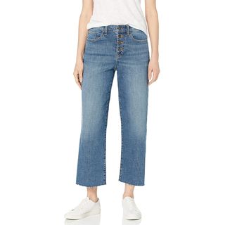 Daily Ritual + Wide-Leg Crop Jeans in Authentic Blue