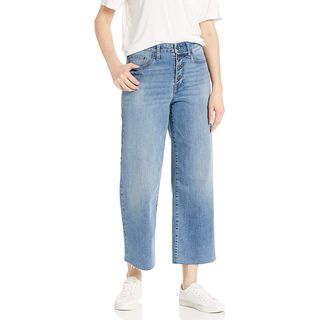Daily Ritual + Wide-Leg Crop Jeans in Mid-Blue