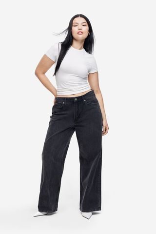 H&M + Curvy Fit Wide Regular Jeans