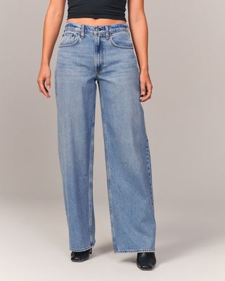 Abercrombie & Fitch + Mid Rise Ultra Wide Leg Jean
