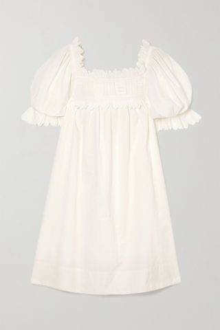 Dôen + Orchard Scalloped Embroidered Cotton-Poplin Mini Dress