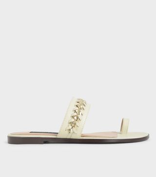 Charles & Keith + Leather Chain-Link Toe Loop Sandals