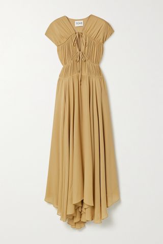 Tove + Flores Gathered Silk-Georgette Dress