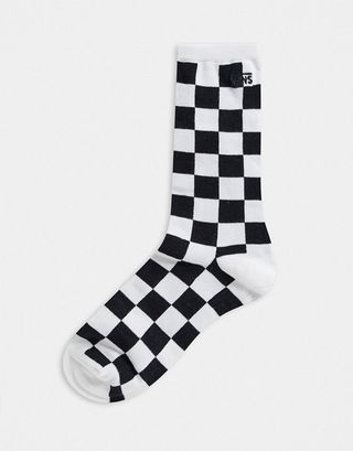 Vans + Ticker Checkerboard Sock in White