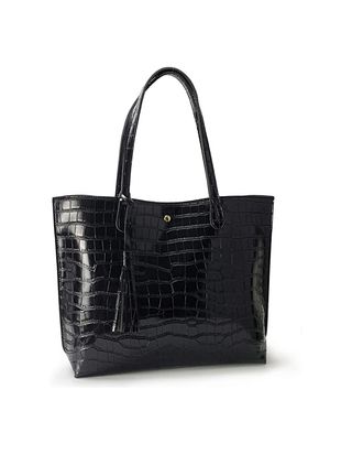 Hoxis + Minimalist Clean Cut Pebbled Faux Leather Tote