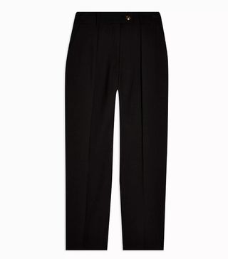 Topshop + Washed Black Button Hem Trousers