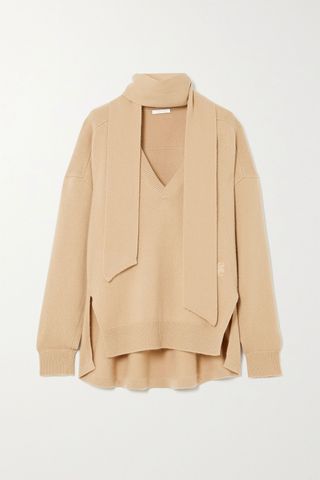 Chloé + Tie-Detailed Embroidered Cashmere Sweater