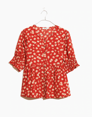 Madewell + Puff-Sleeve Button-Front Top